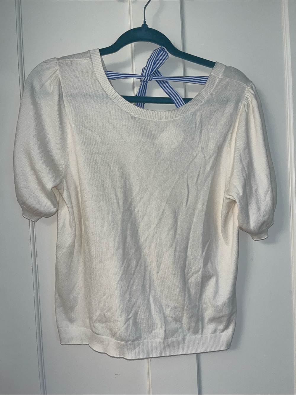 J. Crew Factory Cream Puff Sleeve Sweater Top